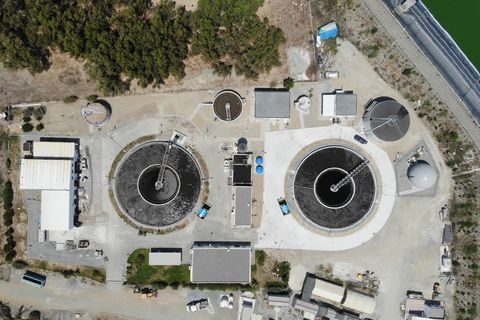 Güzelyurt Atıksu Arıtma Tesisi, havadan görünüm